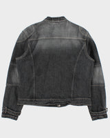 Vintage Y2K 00s Redsquad Stone Wash Denim Contrast Stitch Cafe Racer Moto Jacket - XL