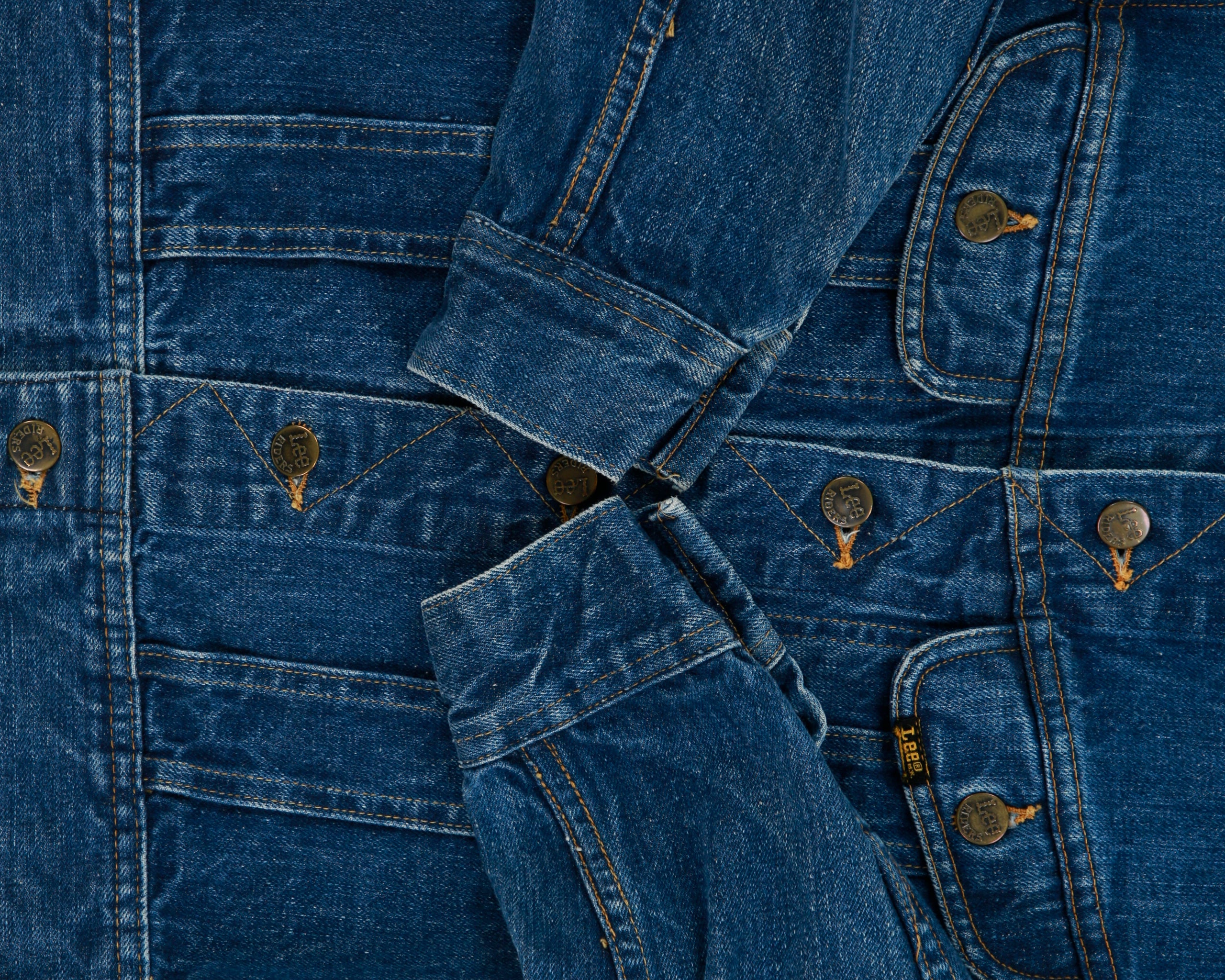 Vintage 1980s Lee Riders Sanforized Medium Wash Denim Made In Belgium Trucker Jacket - S