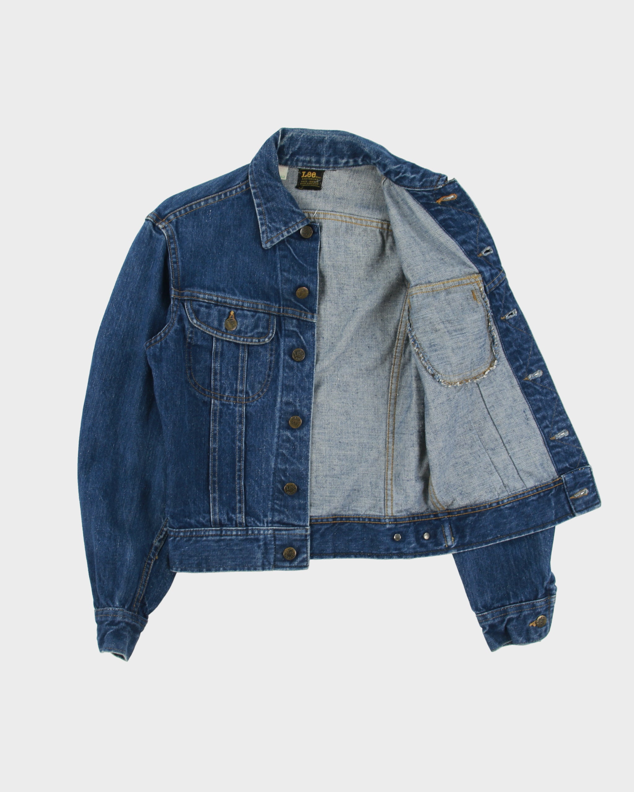 Vintage 1980s Lee Riders Sanforized Medium Wash Denim Made In Belgium Trucker Jacket - S