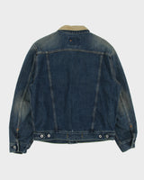 Vintage Y2K 00s Guess Jeans Canvas Collar Distressed Denim Trucker Jacket - M