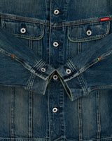 Vintage Y2K 00s Guess Jeans Canvas Collar Distressed Denim Trucker Jacket - M