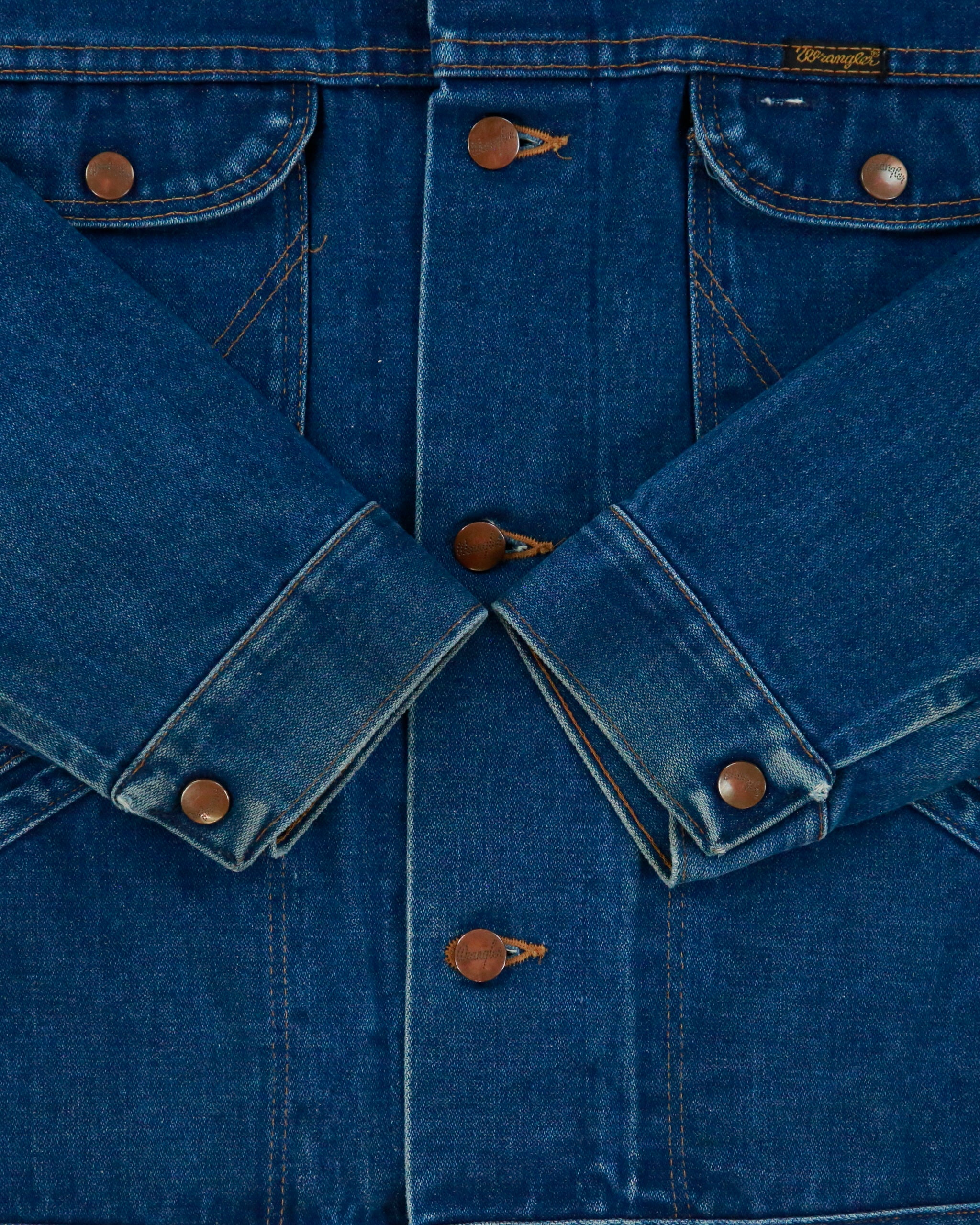 Vintage 1970s Wrangler 'No Fault' 14oz Denim Made In USA Trucker Jacket - XL