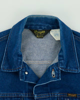 Vintage 1970s Wrangler 'No Fault' 14oz Denim Made In USA Trucker Jacket - XL