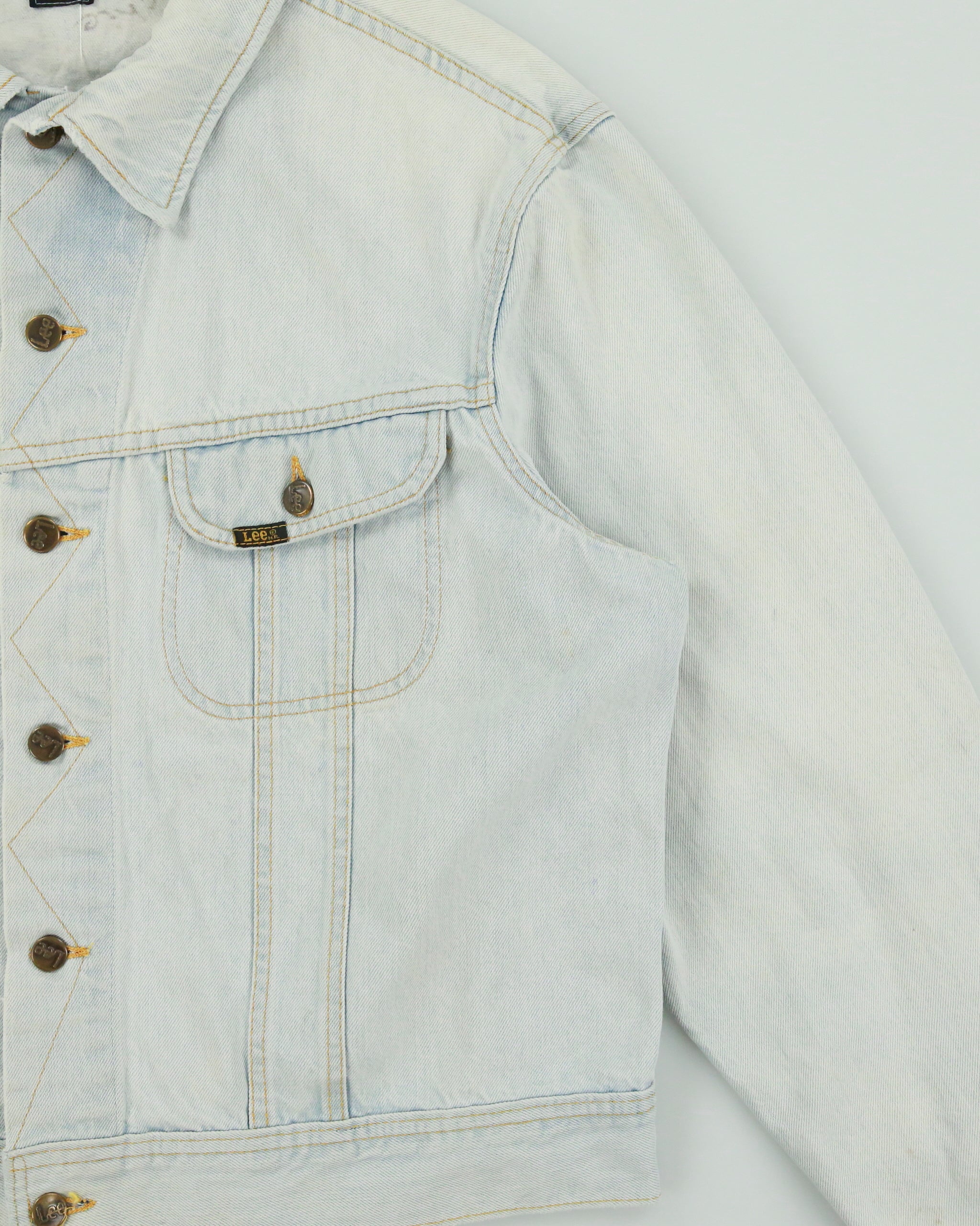 Vintage 1989 Lee Light Wash Denim Guns &amp; Roses Appetite For Destruction Debut Album Patch Distressed Made In Canada Trucker Jacket - XL