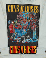 Vintage 1989 Lee Light Wash Denim Guns &amp; Roses Appetite For Destruction Debut Album Patch Distressed Made In Canada Trucker Jacket - XL