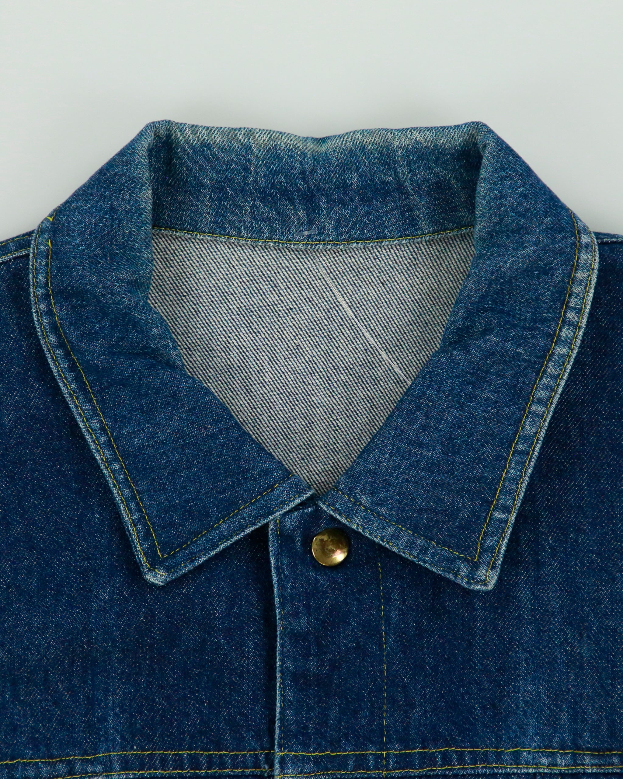Vintage 1990s U.S Dark Wash Denim Suede Patch Western Trucker Jacket - XL
