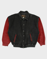 Vintage 1990s ID Denim Embroidered Made In Canada Varsity Bomber Jacket - L