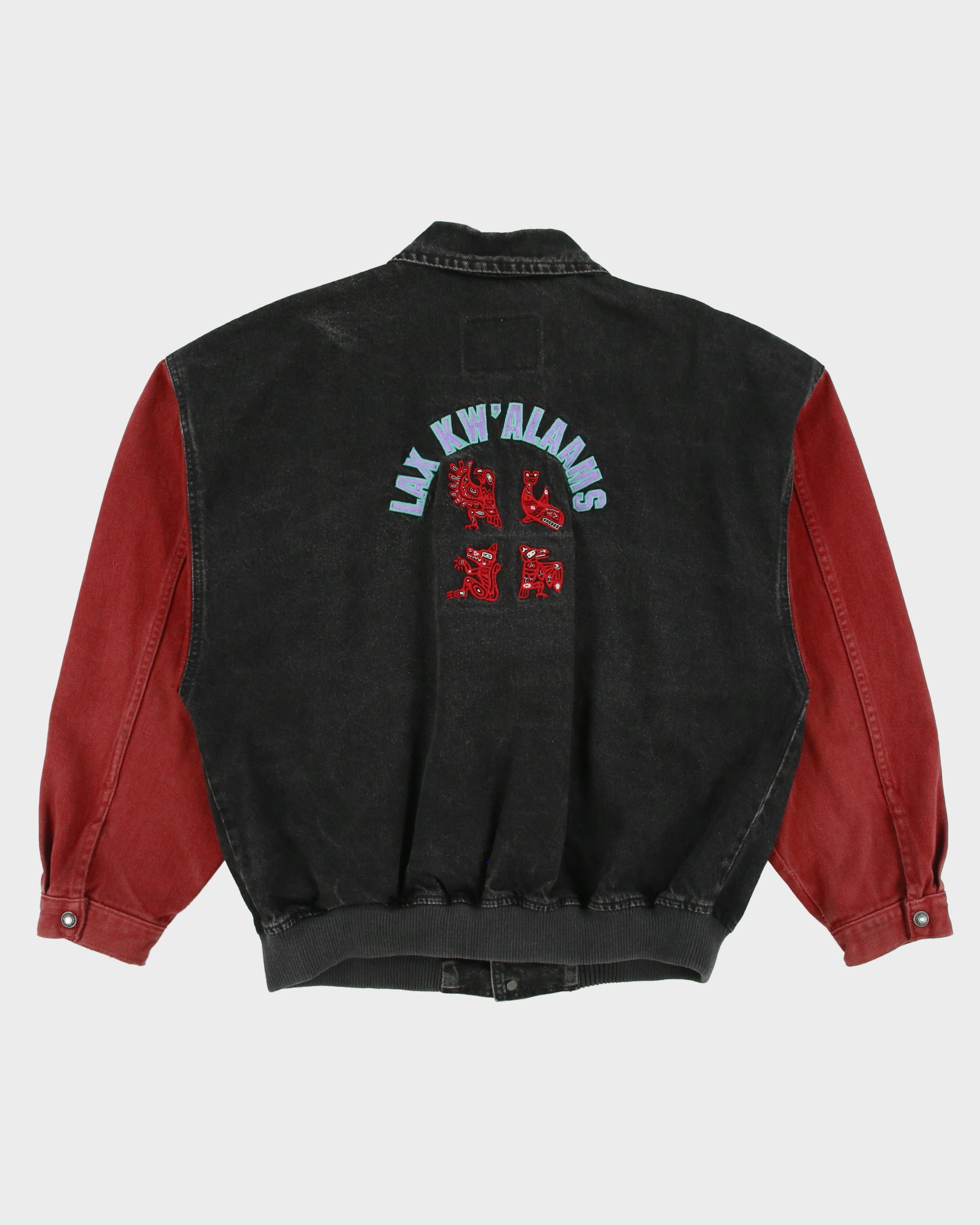 Vintage 1990s ID Denim Embroidered Made In Canada Varsity Bomber Jacket - L