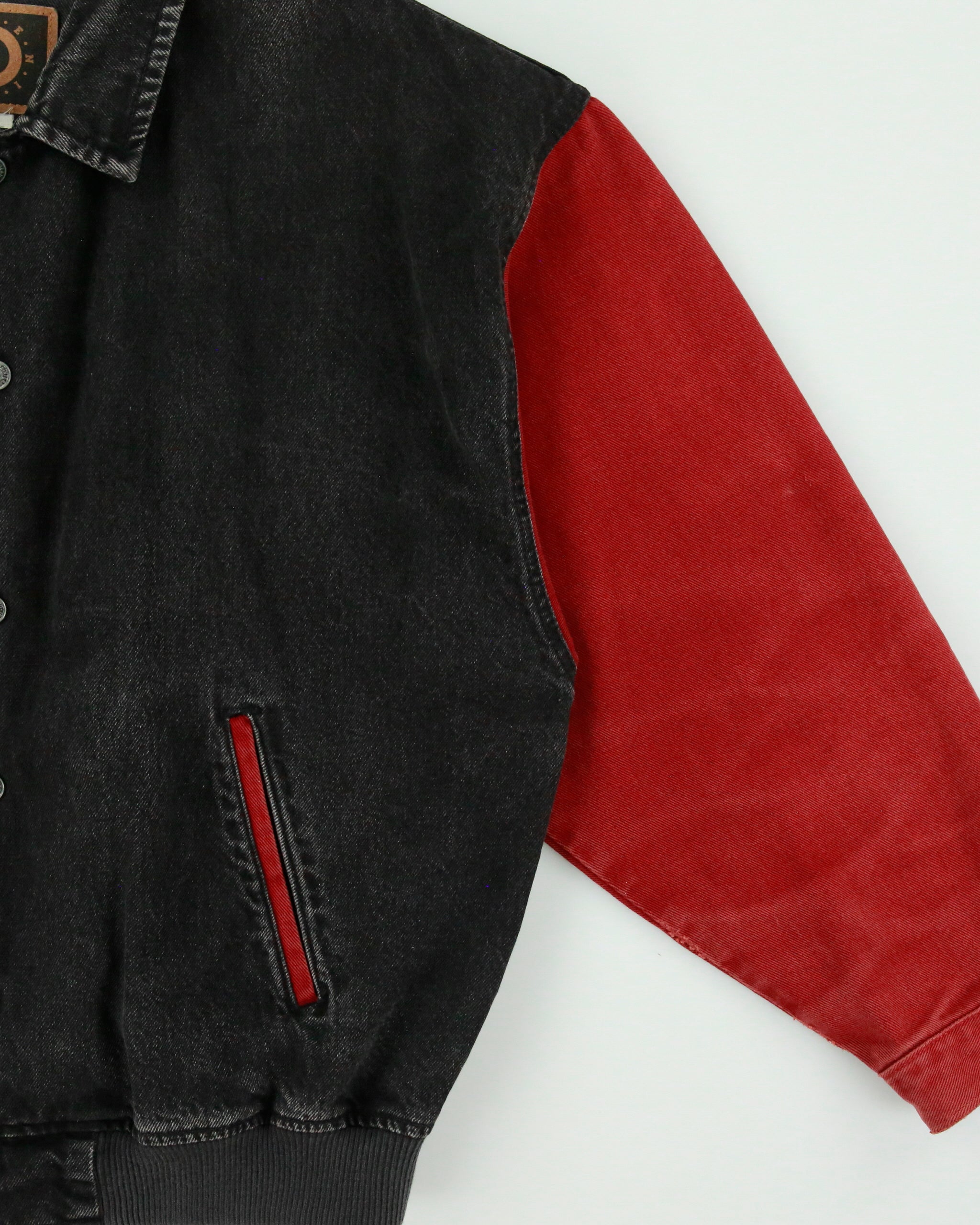 Vintage 1990s ID Denim Embroidered Made In Canada Varsity Bomber Jacket - L