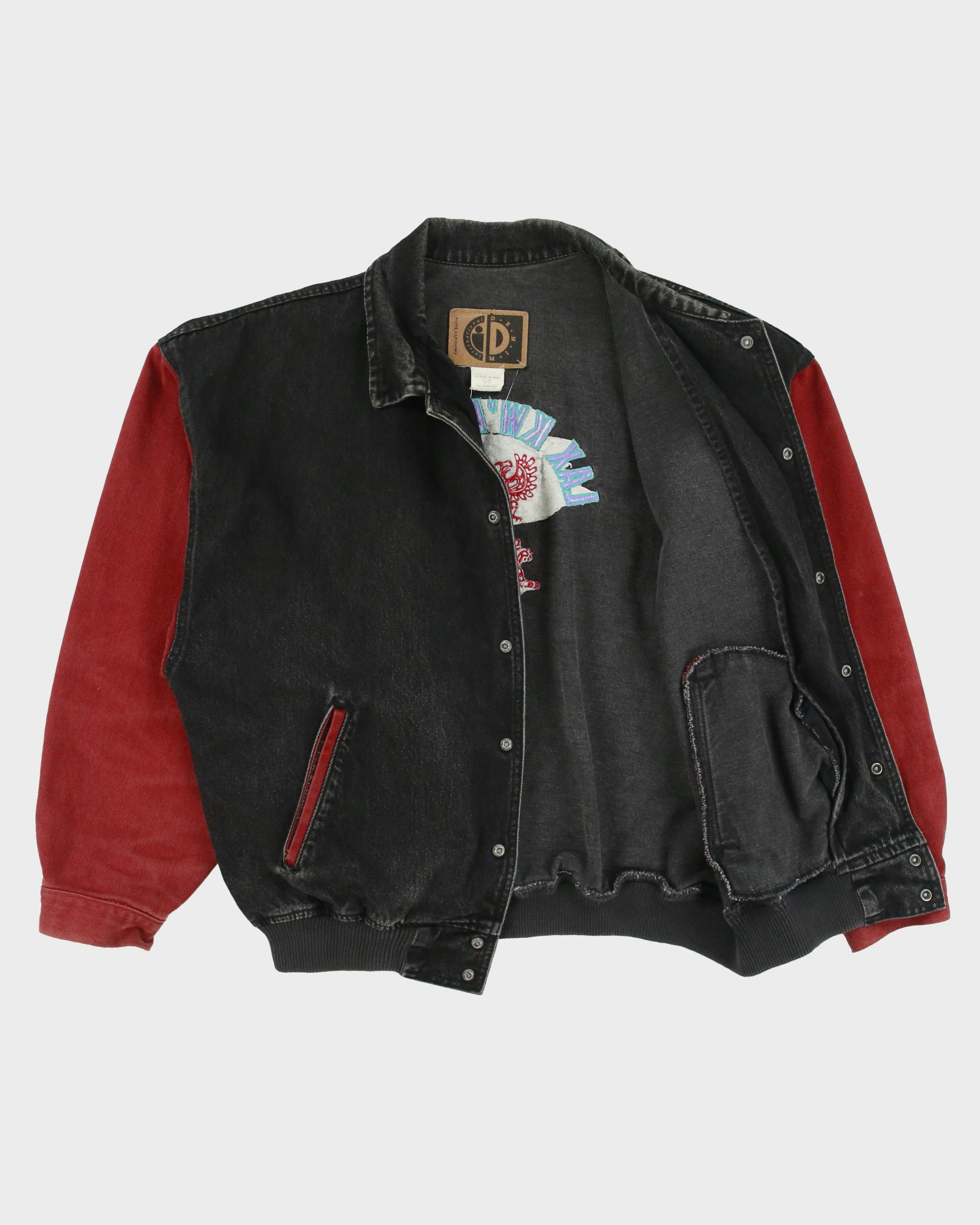 Vintage 1990s ID Denim Embroidered Made In Canada Varsity Bomber Jacket - L