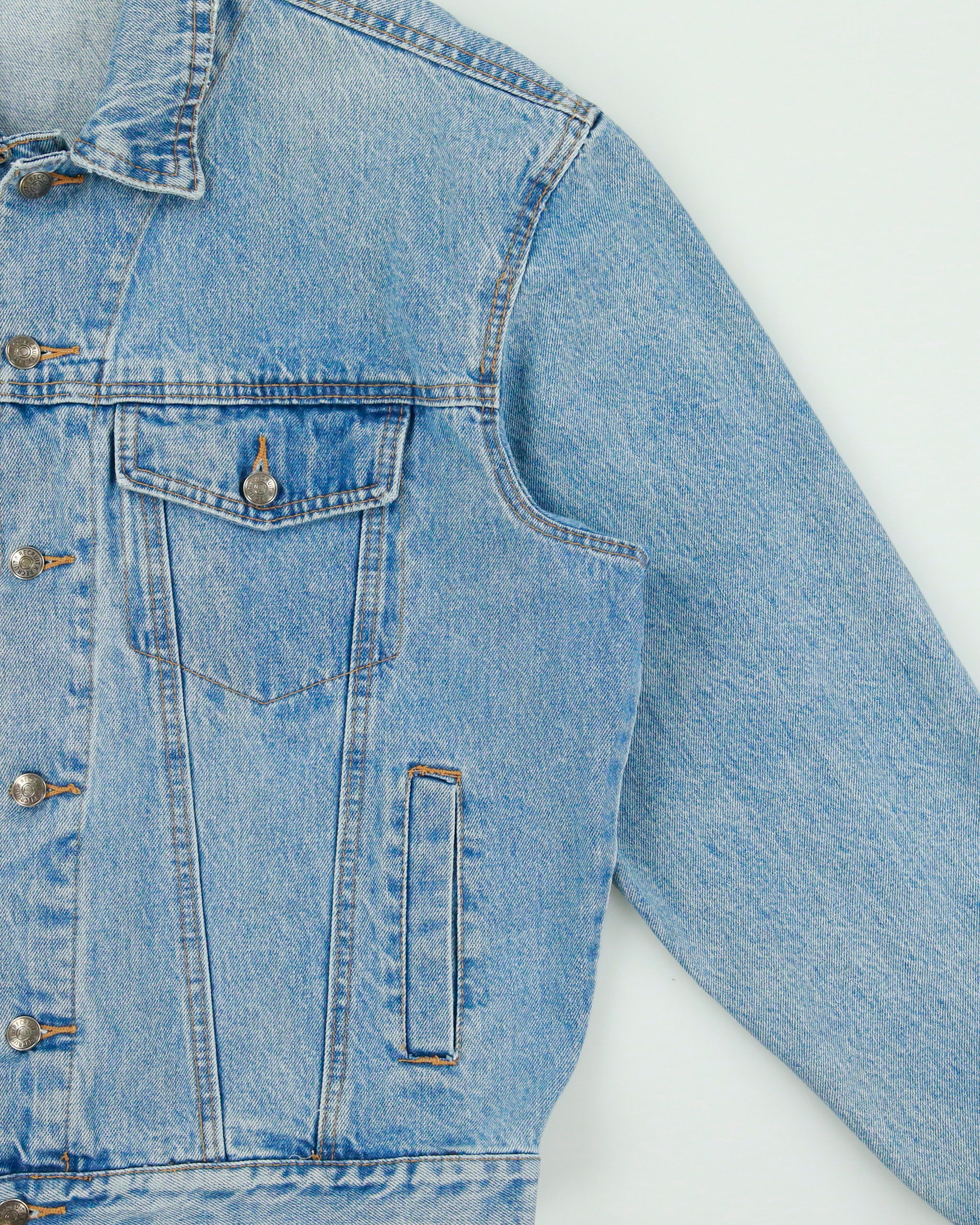 Vintage 1980s Recruit Light Wash Denim Trucker Jacket - M