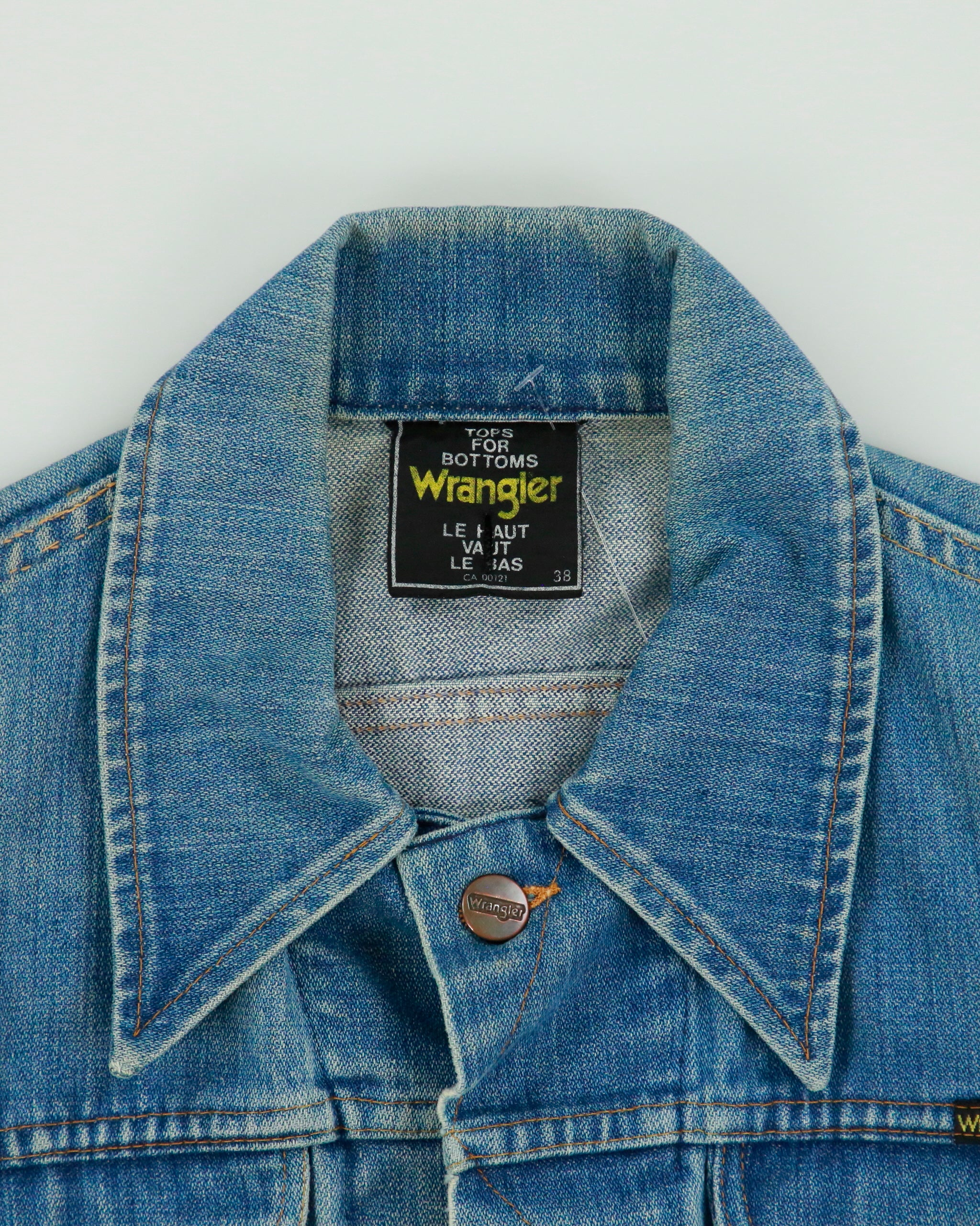 Vintage 1970s Wrangler 126MJ Stone Wash Made In Canada Denim Trucker Jacket - M
