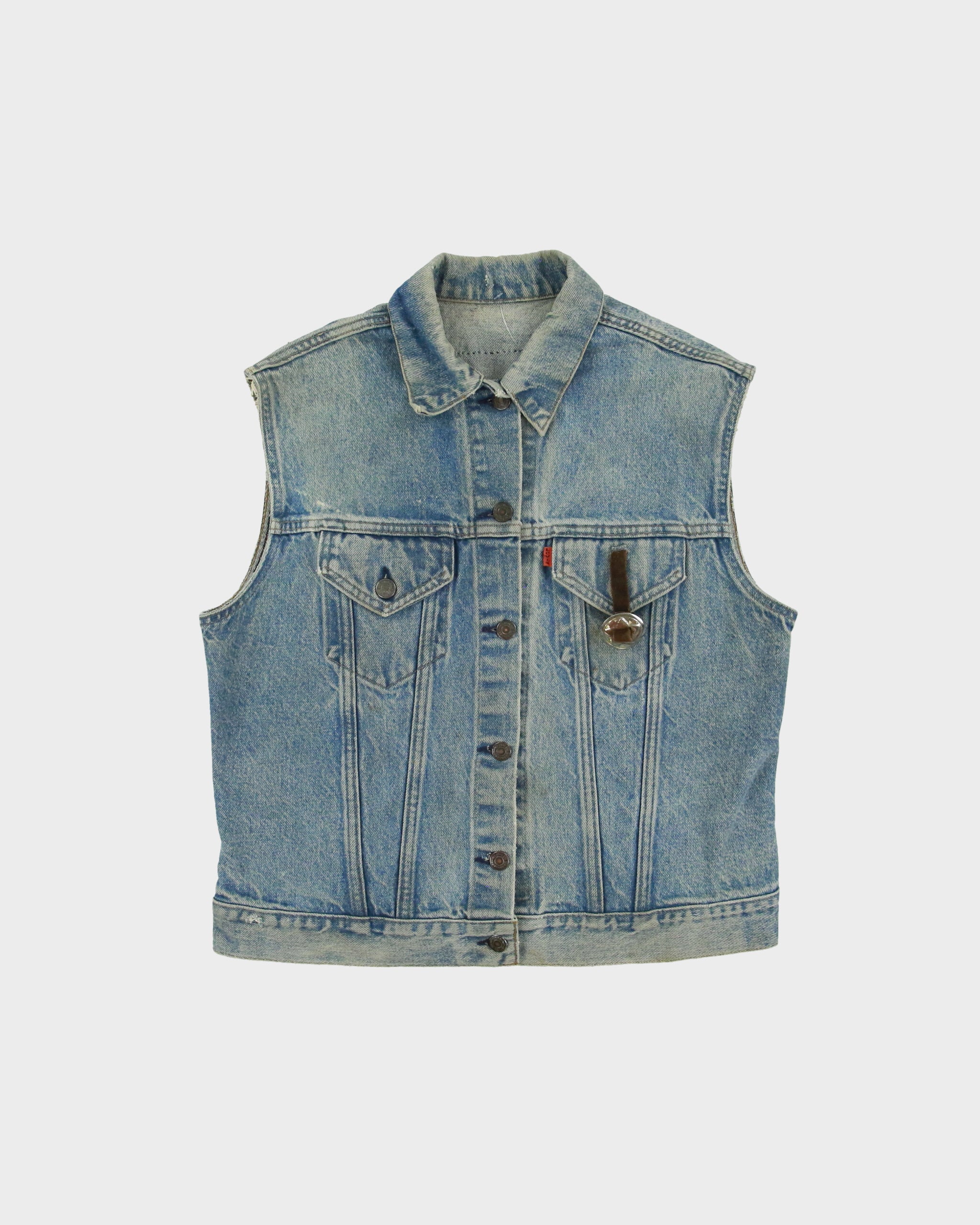 Vintage 1982 Levi's 70505-0217 Orange Tab Made In USA 'Metallica Damage Inc '86' Patch Sleeveless Denim Jacket - M