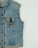 Vintage 1982 Levi's 70505-0217 Orange Tab Made In USA 'Metallica Damage Inc '86' Patch Sleeveless Denim Jacket - M