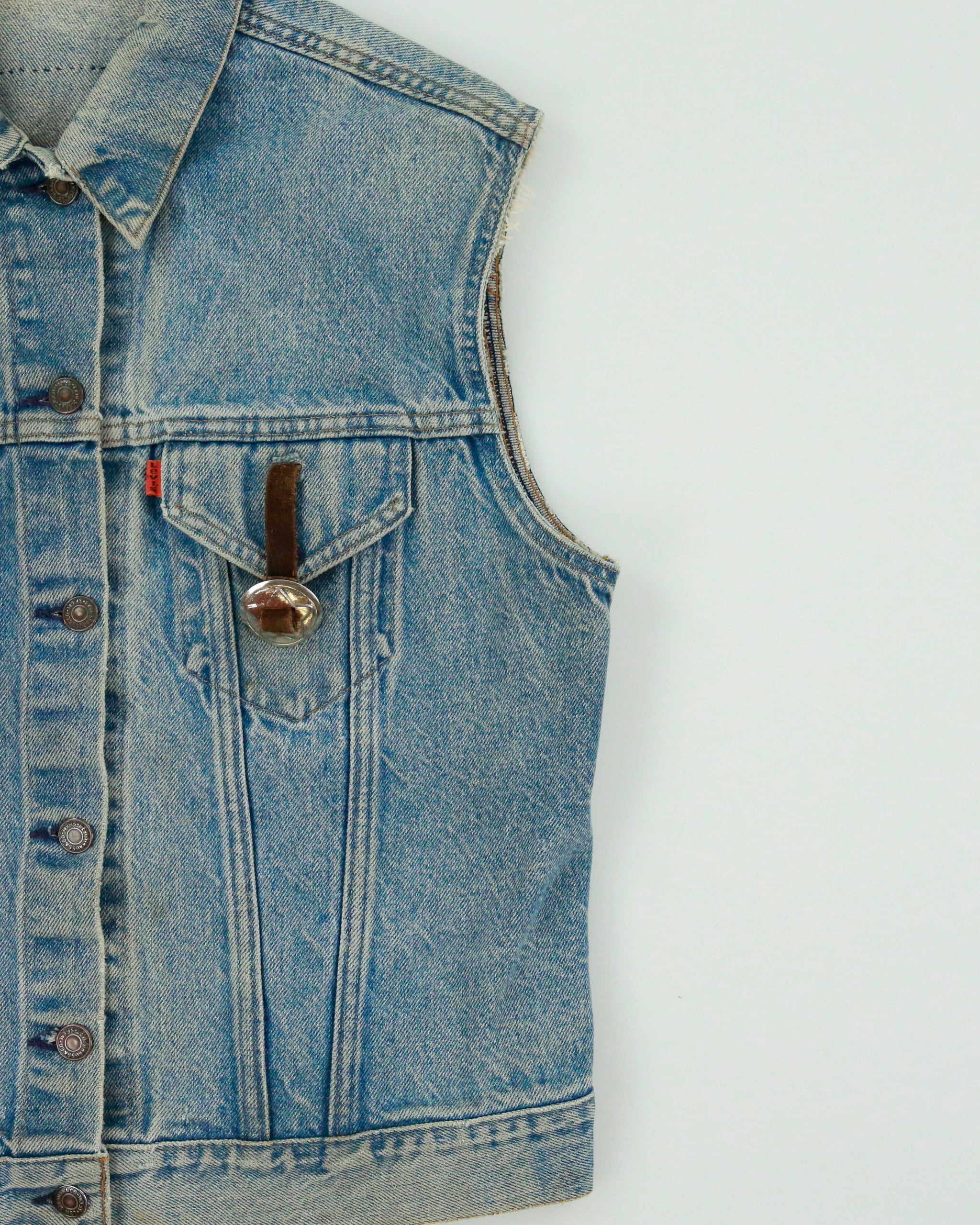 Vintage 1982 Levi's 70505-0217 Orange Tab Made In USA 'Metallica Damage Inc '86' Patch Sleeveless Denim Jacket - M