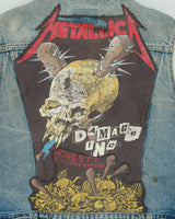 Vintage 1982 Levi's 70505-0217 Orange Tab Made In USA 'Metallica Damage Inc '86' Patch Sleeveless Denim Jacket - M