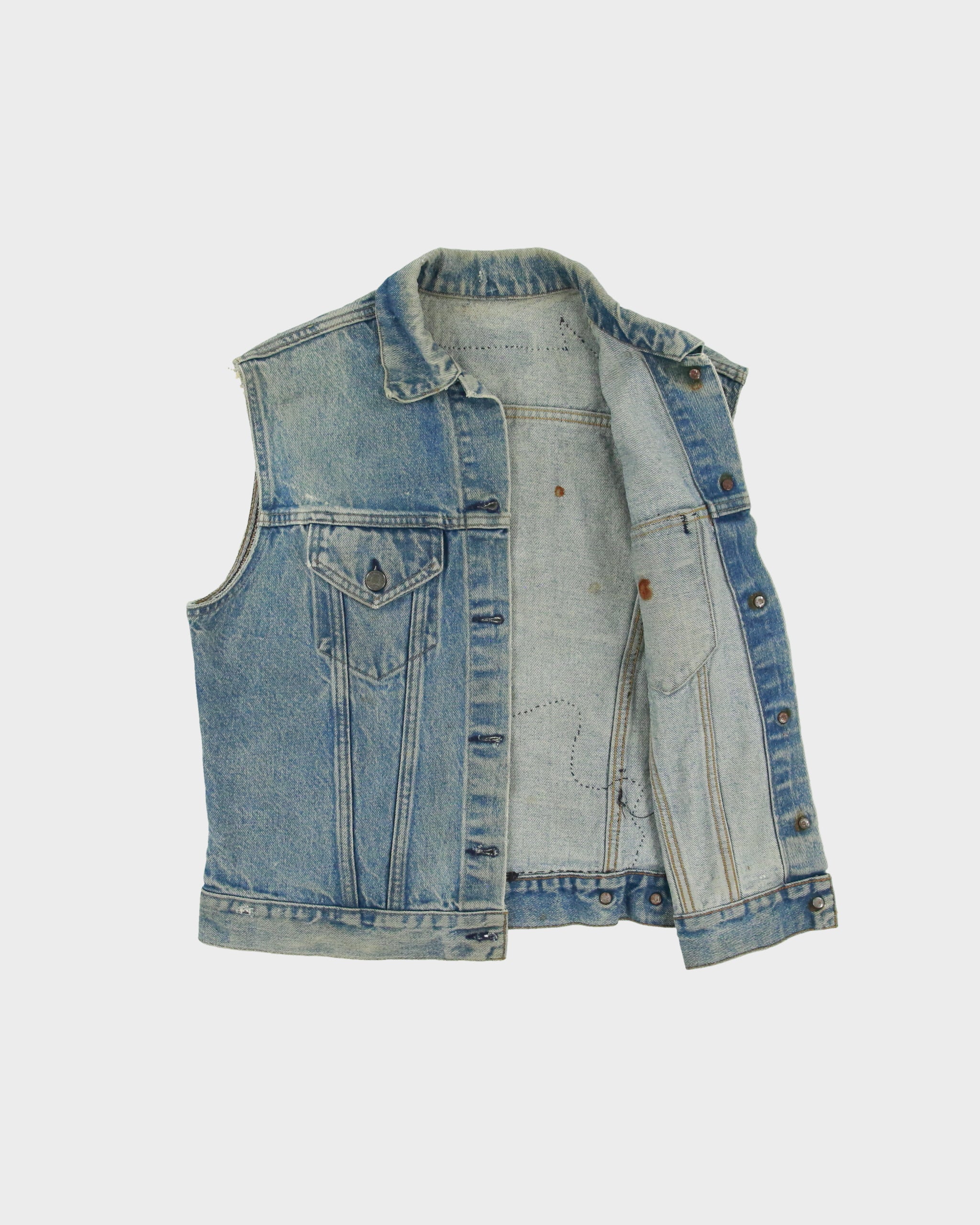 Vintage 1982 Levi's 70505-0217 Orange Tab Made In USA 'Metallica Damage Inc '86' Patch Sleeveless Denim Jacket - M