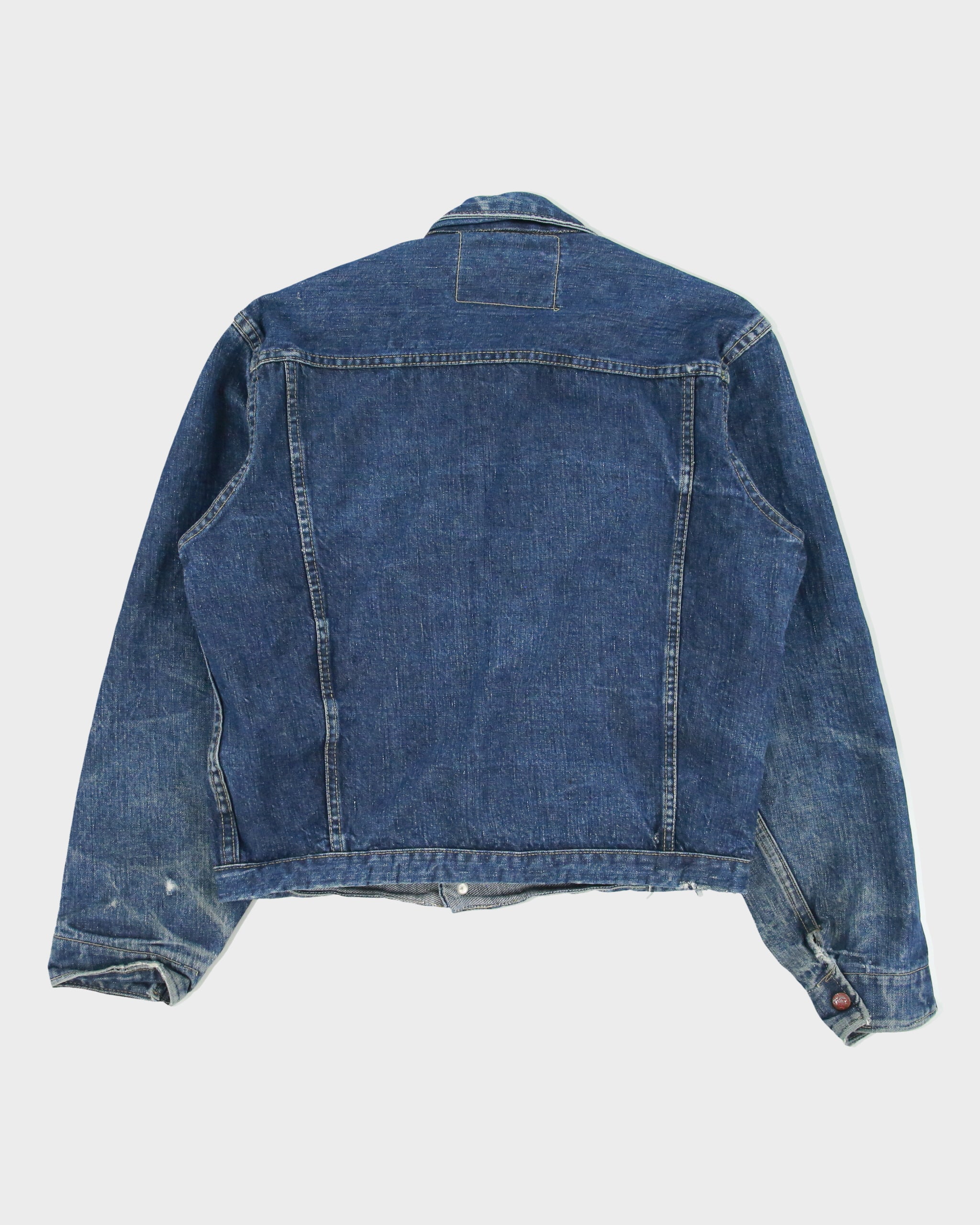 Vintage Pitch Riders Western Riveted Snap Button 124MJ Raw Denim Trucker Jacket - L