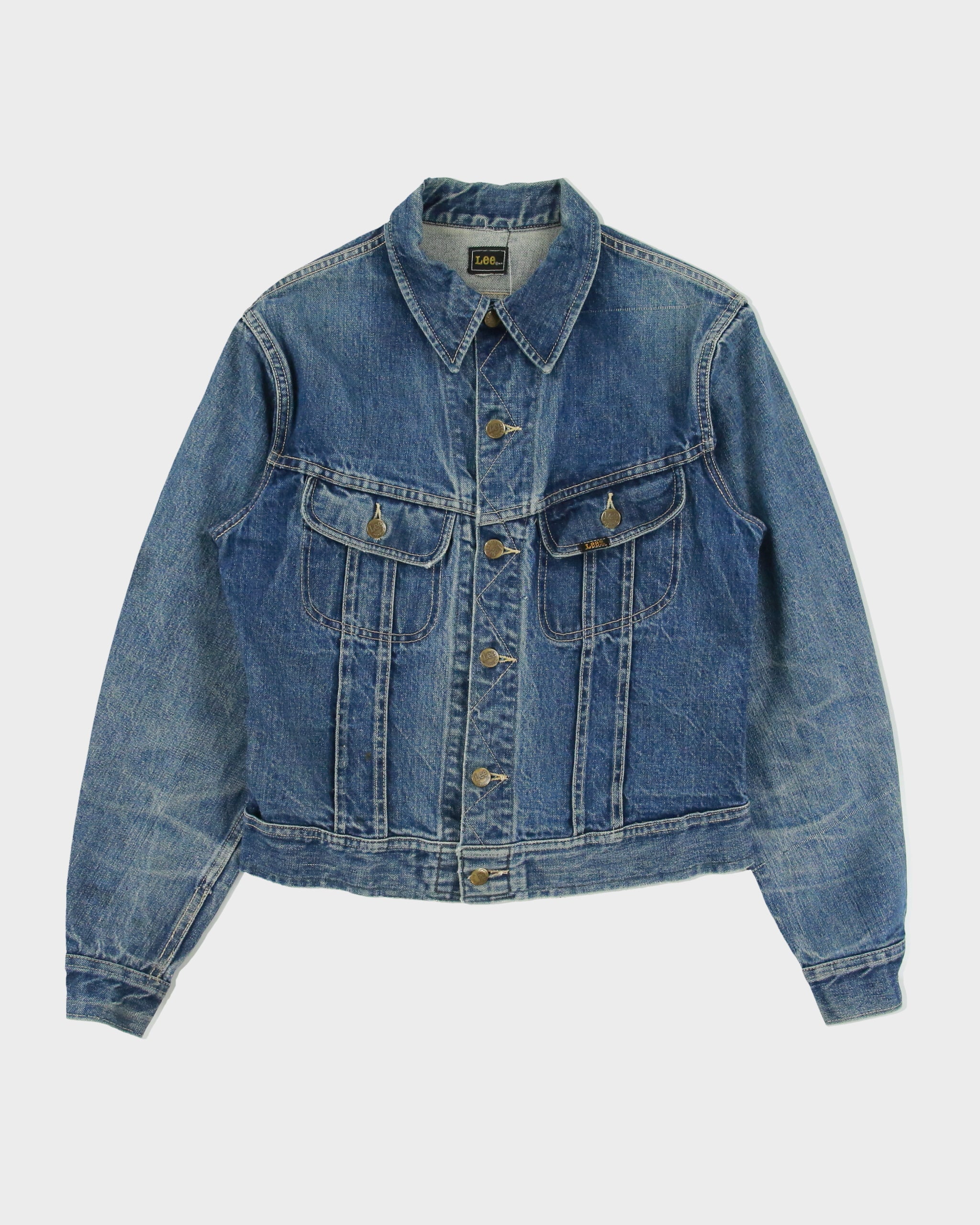 Vintage 1970s Lee Riders Made In USA Stone Wash Denim Trucker Jacket - S