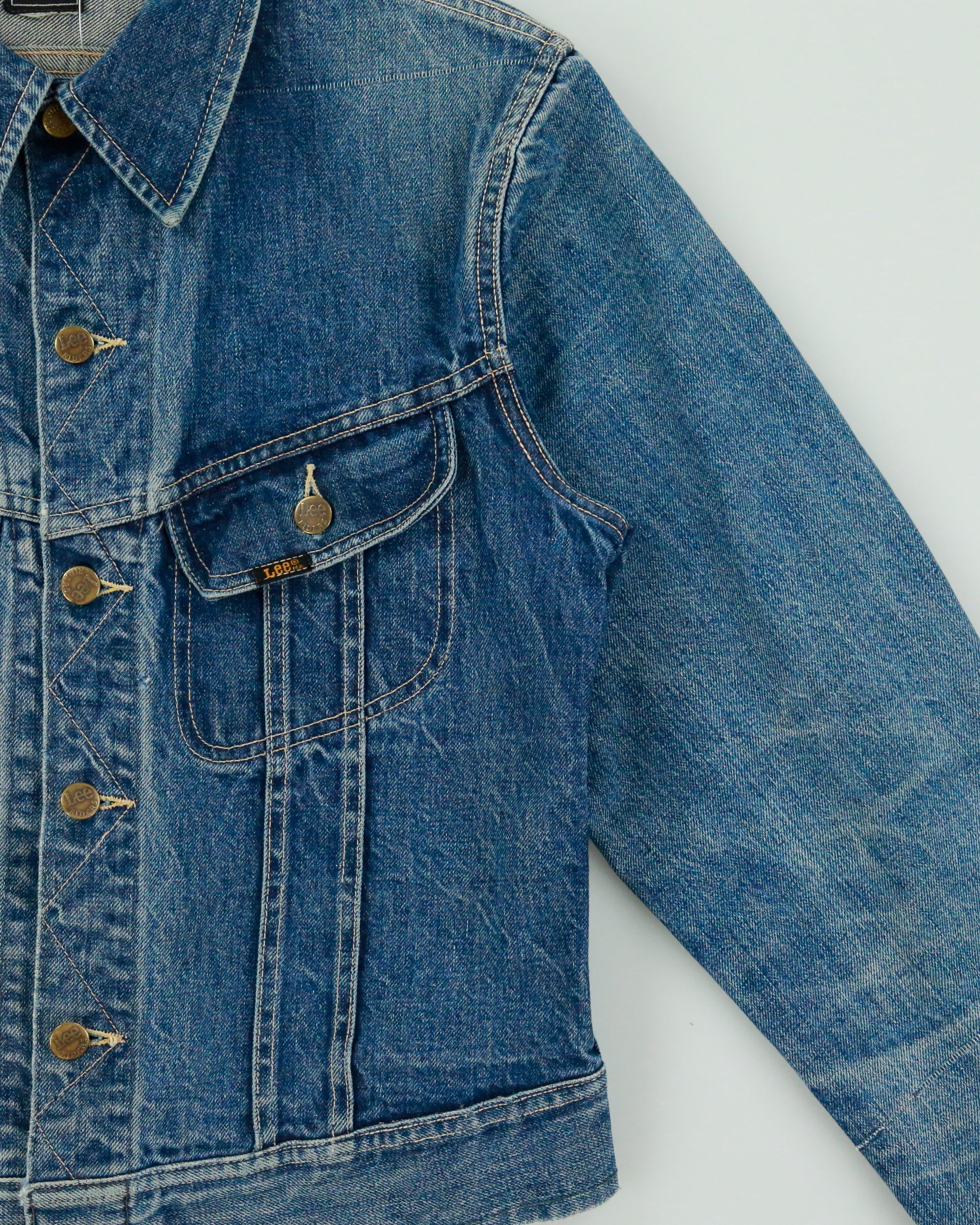 Vintage 1970s Lee Riders Made In USA Stone Wash Denim Trucker Jacket - S