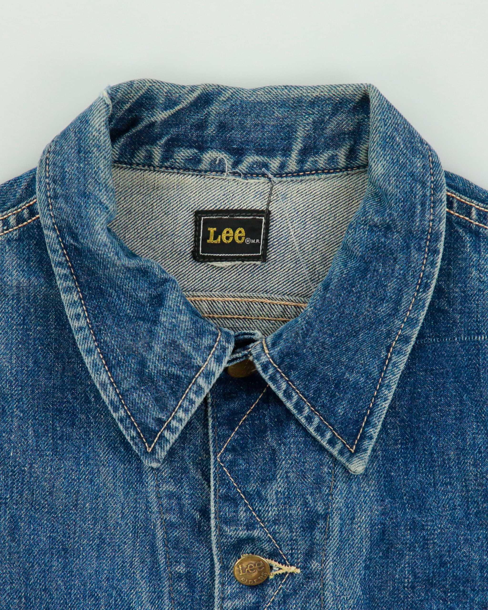 Vintage 1970s Lee Riders Made In USA Stone Wash Denim Trucker Jacket - S