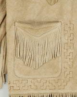 Vintage 1970s El Canelo Tan Suede Western Fringe Bull Riding Made In Mexico Cowboy Jacket - L