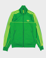 Vintage Adidas Originals Volt Green 3-Stripe Funnel Neck Track Jacket - S