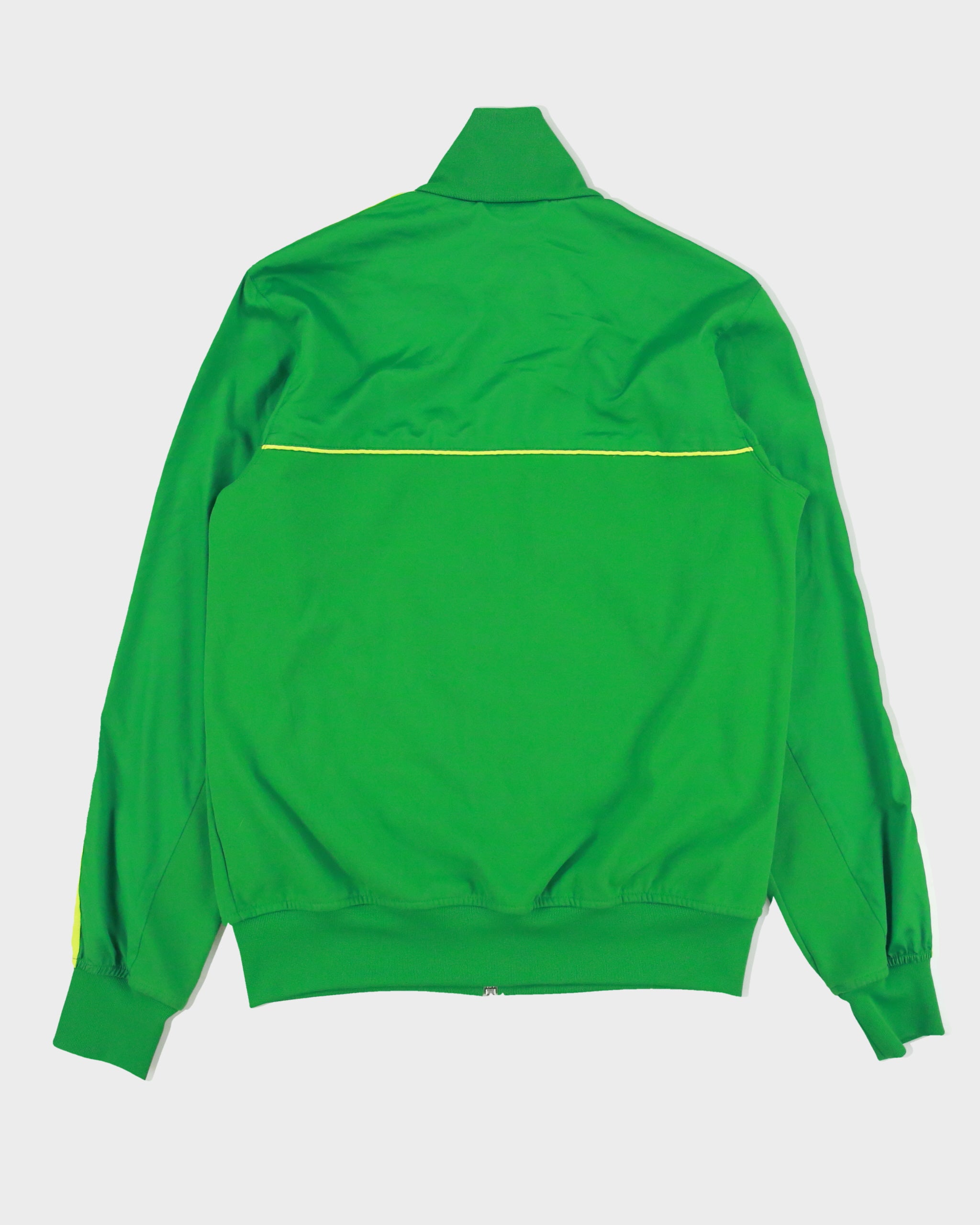 Vintage Adidas Originals Volt Green 3-Stripe Funnel Neck Track Jacket - S