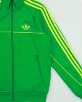 Vintage Adidas Originals Volt Green 3-Stripe Funnel Neck Track Jacket - S