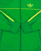 Vintage Adidas Originals Volt Green 3-Stripe Funnel Neck Track Jacket - S
