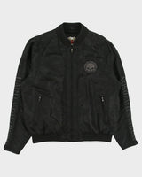 Vintage Y2K 00s Harley Davidson Skull Embroidered Satin Bomber Biker Jacket - XL