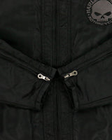 Vintage Y2K 00s Harley Davidson Skull Embroidered Satin Bomber Biker Jacket - XL