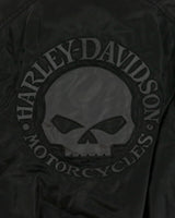 Vintage Y2K 00s Harley Davidson Skull Embroidered Satin Bomber Biker Jacket - XL