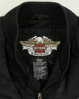 Vintage Y2K 00s Harley Davidson Skull Embroidered Satin Bomber Biker Jacket - XL