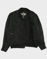 Vintage Y2K 00s Harley Davidson Skull Embroidered Satin Bomber Biker Jacket - XL