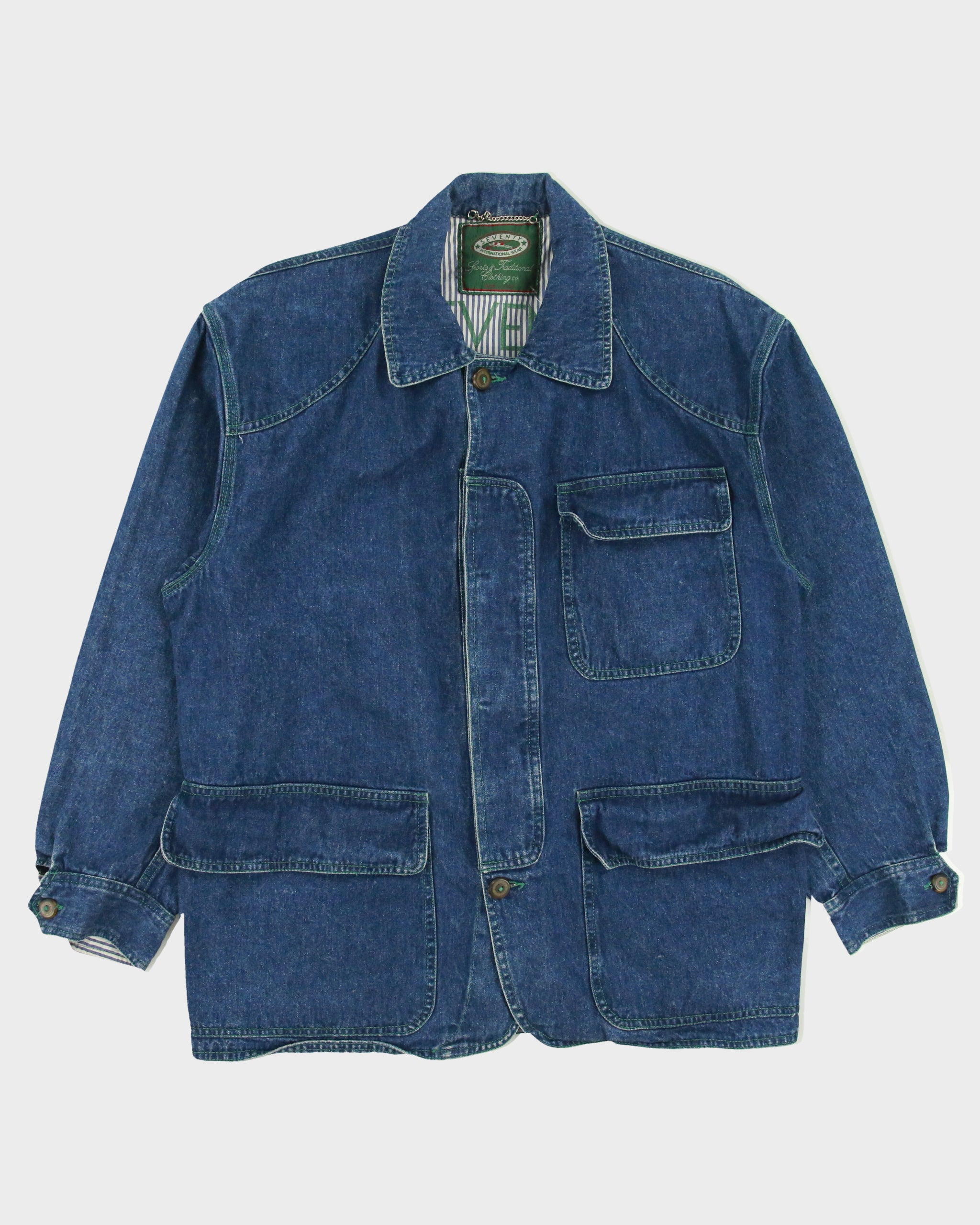 Vintage 1990s Seventy International Contrast Stitch Denim Chore Jacket - M