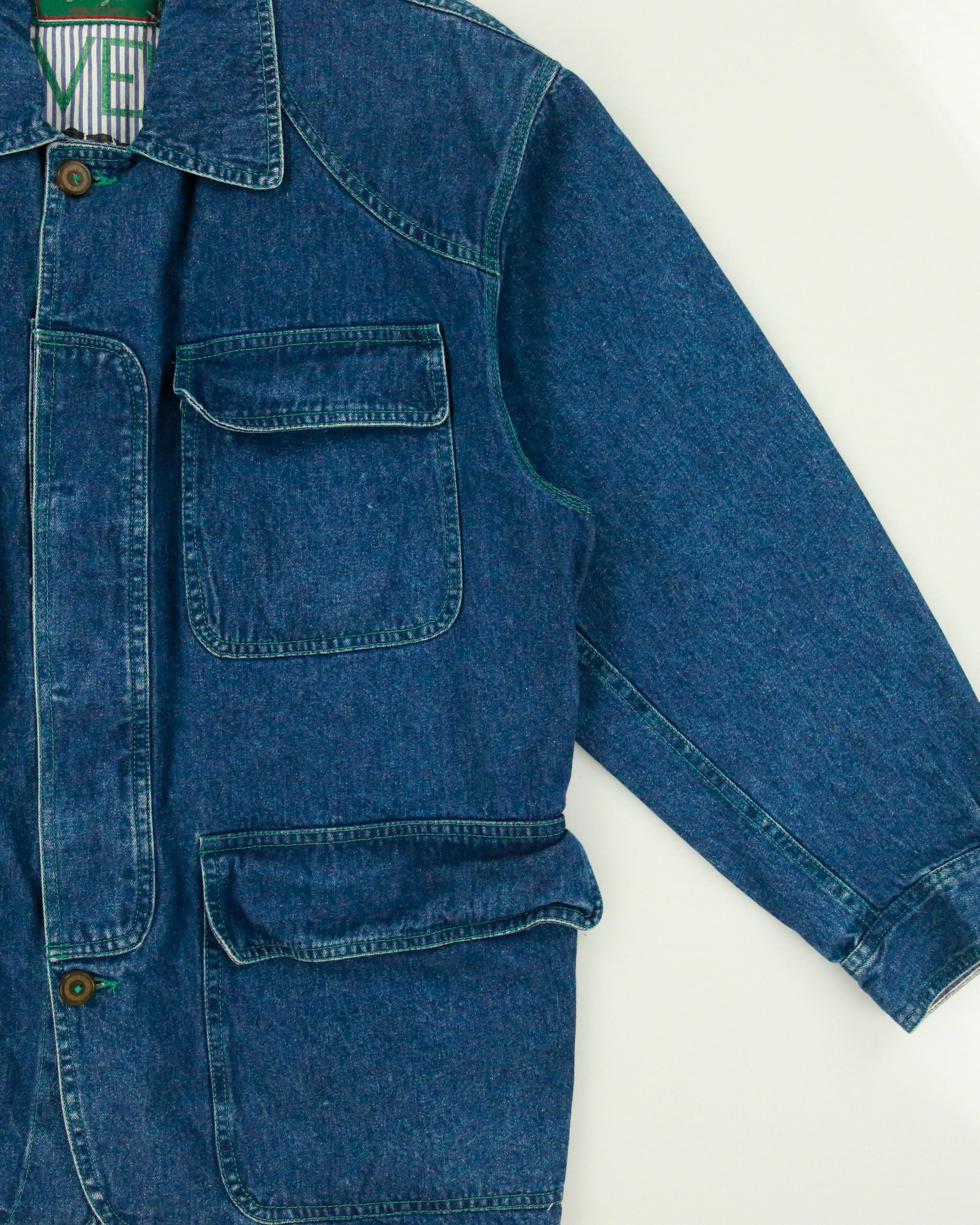 Vintage 1990s Seventy International Contrast Stitch Denim Chore Jacket - M