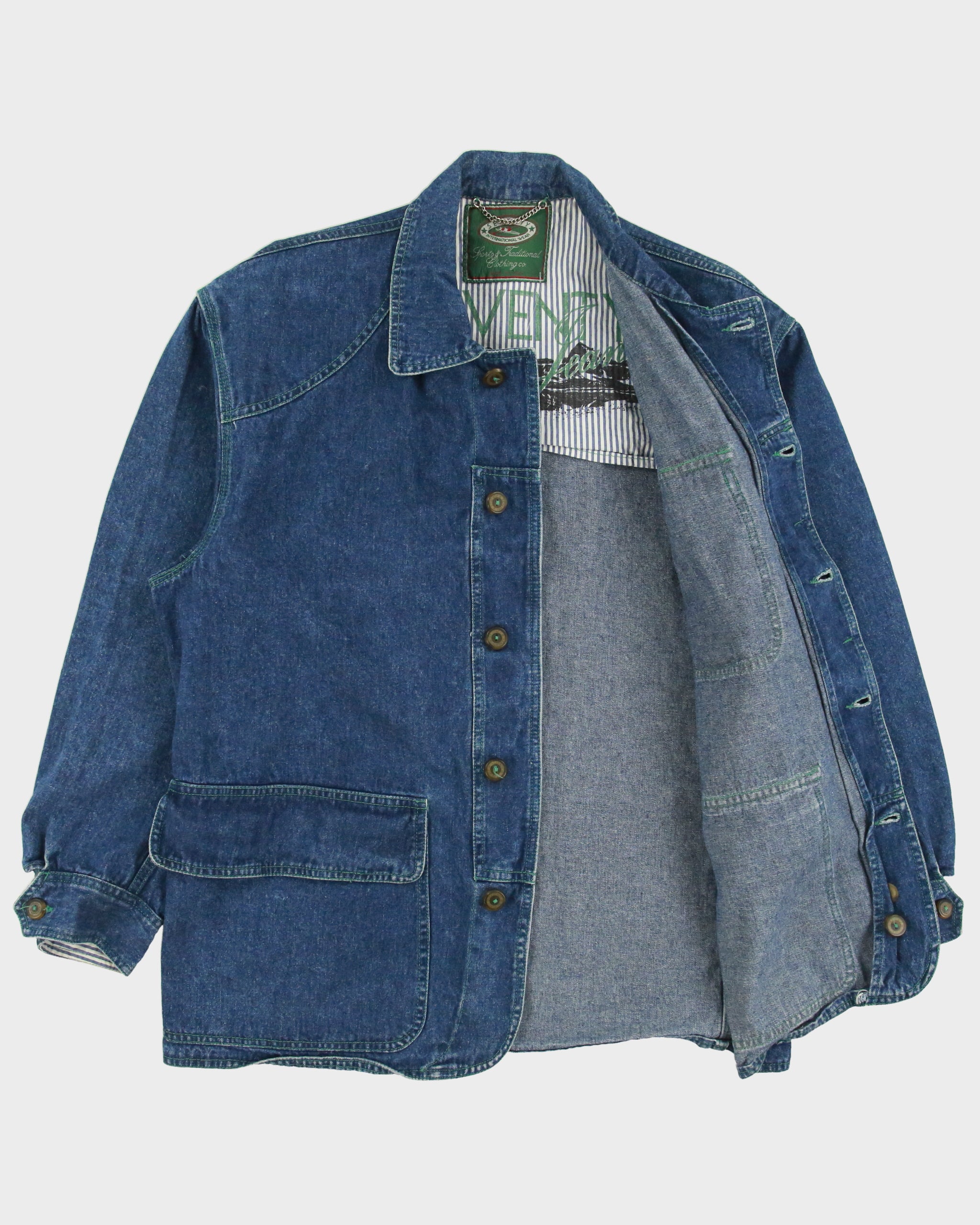 Vintage 1990s Seventy International Contrast Stitch Denim Chore Jacket - M