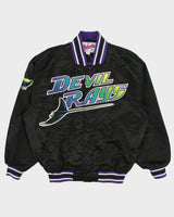 Vintage 1990s Starter Diamond Collection Tampa Bay Devil Rays MLB Satin Bomber Jacket - L