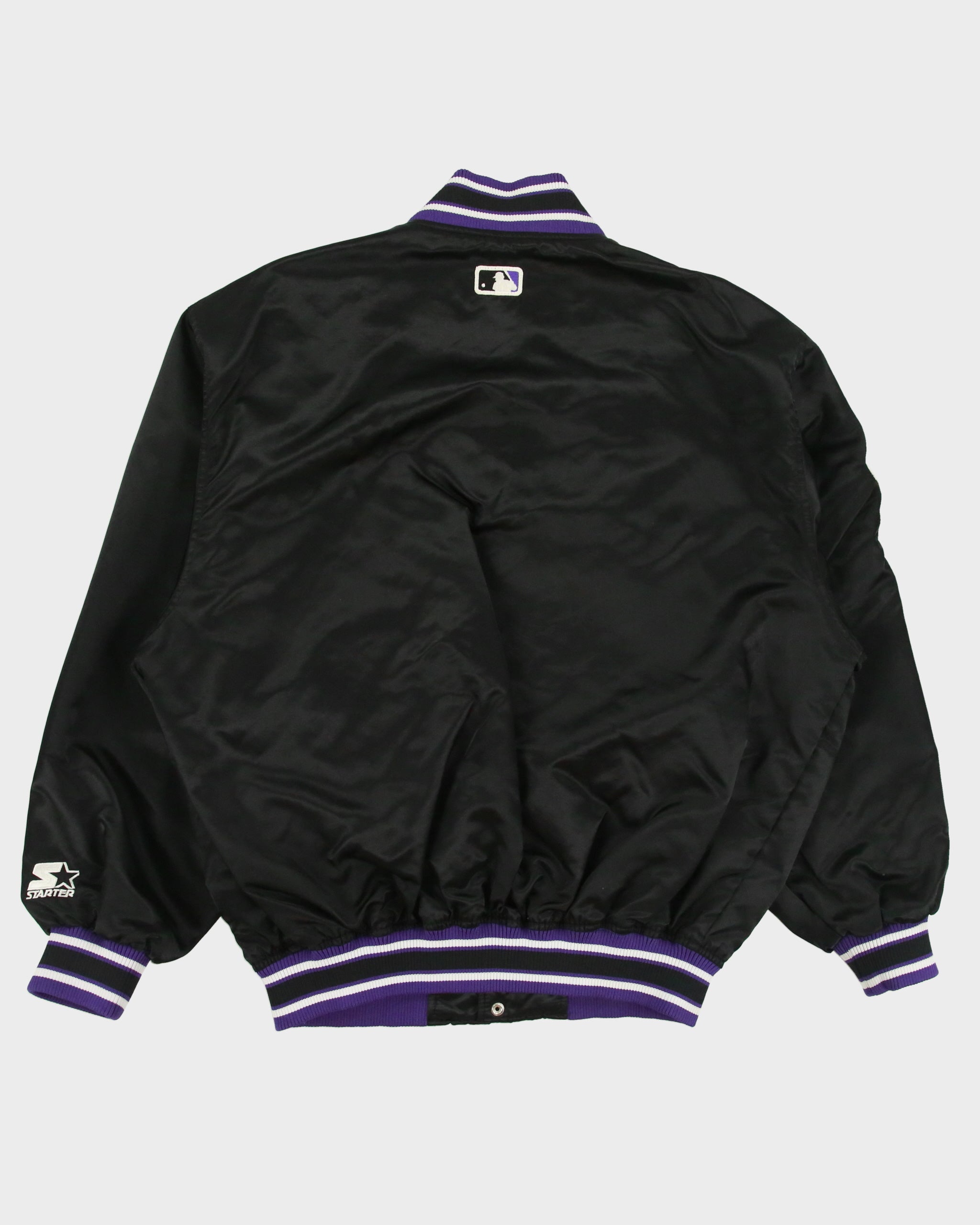 Vintage 1990s Starter Diamond Collection Tampa Bay Devil Rays MLB Satin Bomber Jacket - L