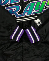 Vintage 1990s Starter Diamond Collection Tampa Bay Devil Rays MLB Satin Bomber Jacket - L
