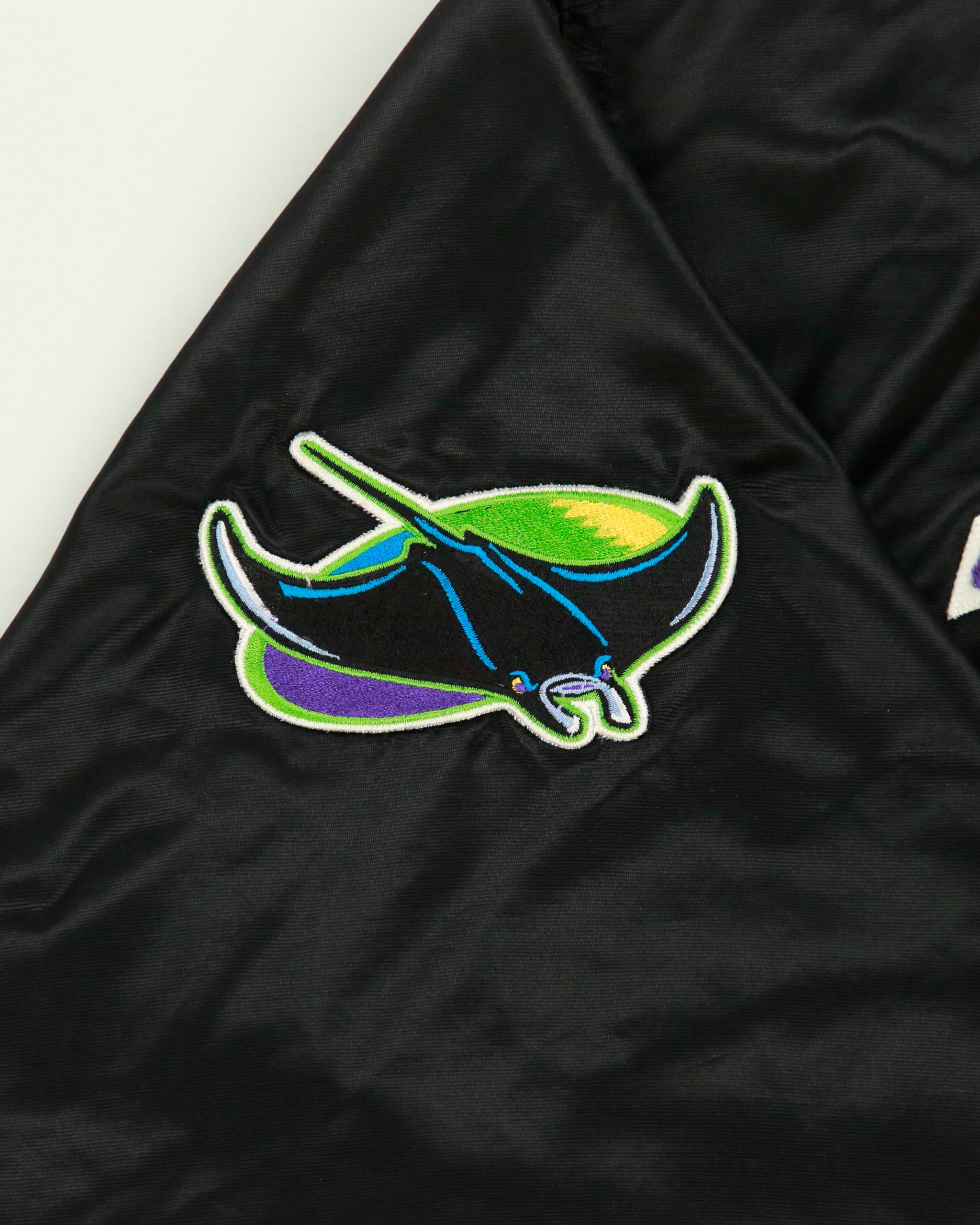 Vintage 1990s Starter Diamond Collection Tampa Bay Devil Rays MLB Satin Bomber Jacket - L