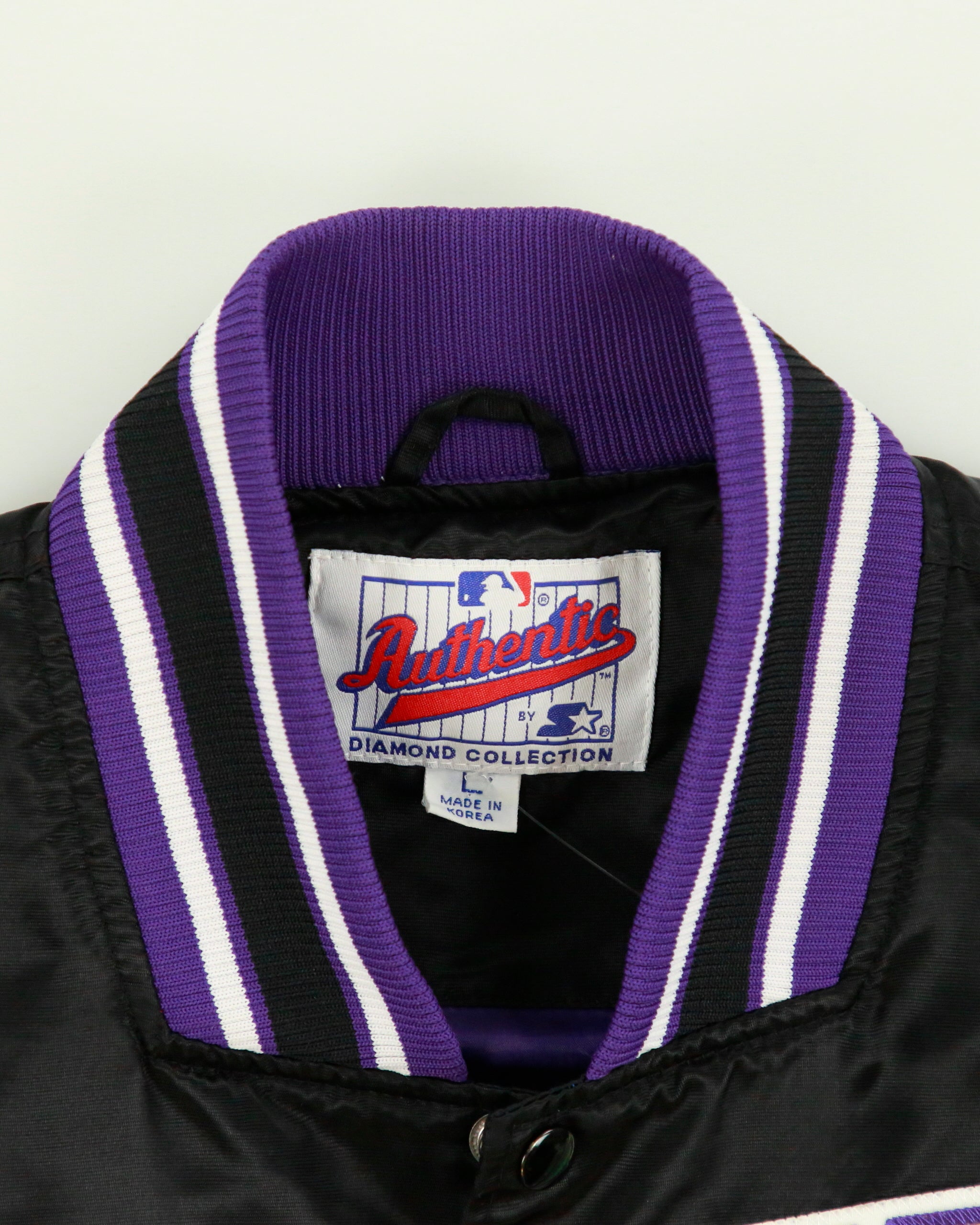 Vintage 1990s Starter Diamond Collection Tampa Bay Devil Rays MLB Satin Bomber Jacket - L