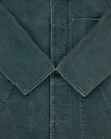 Vintage 1990s BLUE BLUE Japan By Seilin &amp; Co. Indigo Denim Ribbed Collar Mac Jacket - M