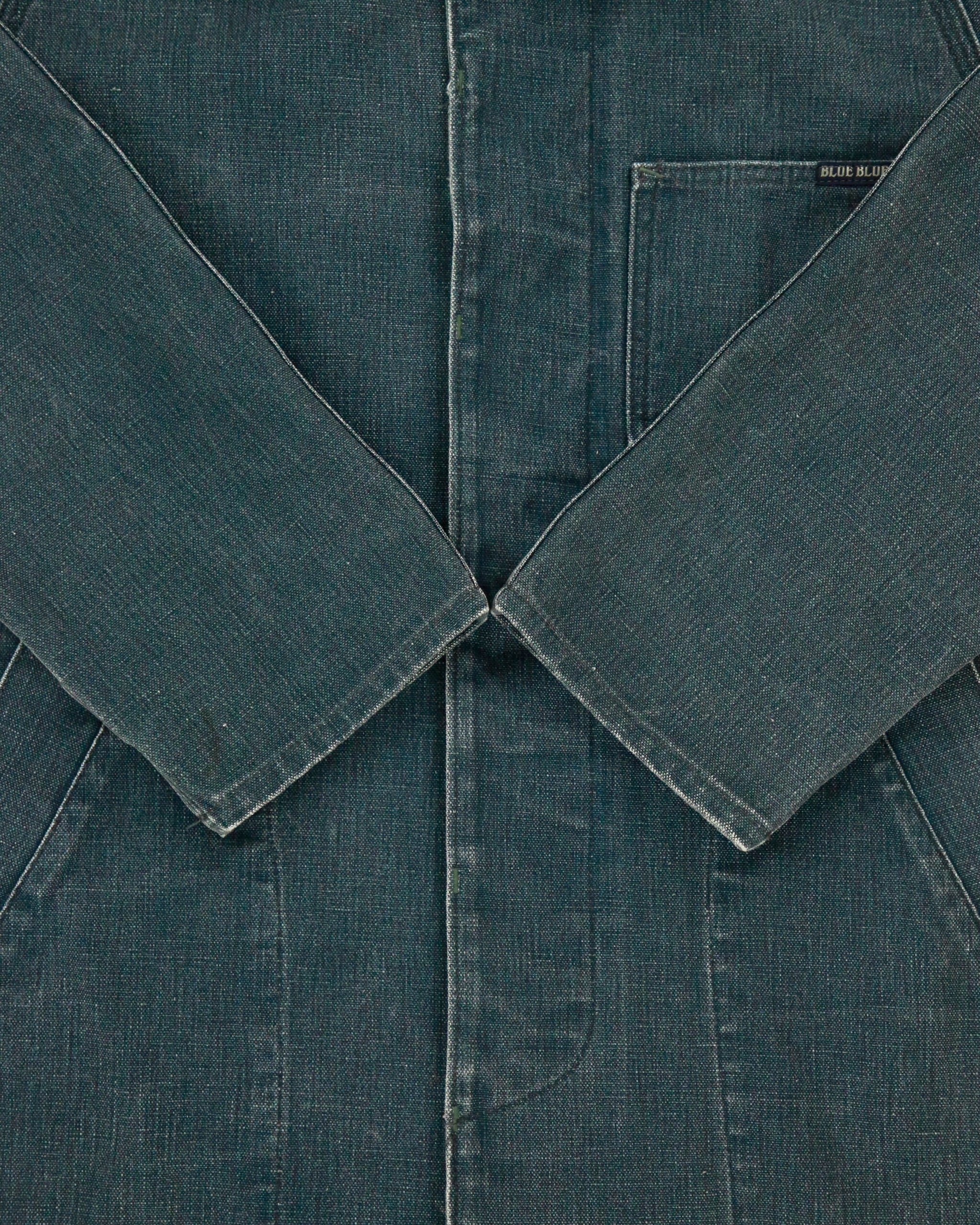 Vintage 1990s BLUE BLUE Japan By Seilin &amp; Co. Indigo Denim Ribbed Collar Mac Jacket - M
