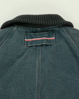 Vintage 1990s BLUE BLUE Japan By Seilin &amp; Co. Indigo Denim Ribbed Collar Mac Jacket - M