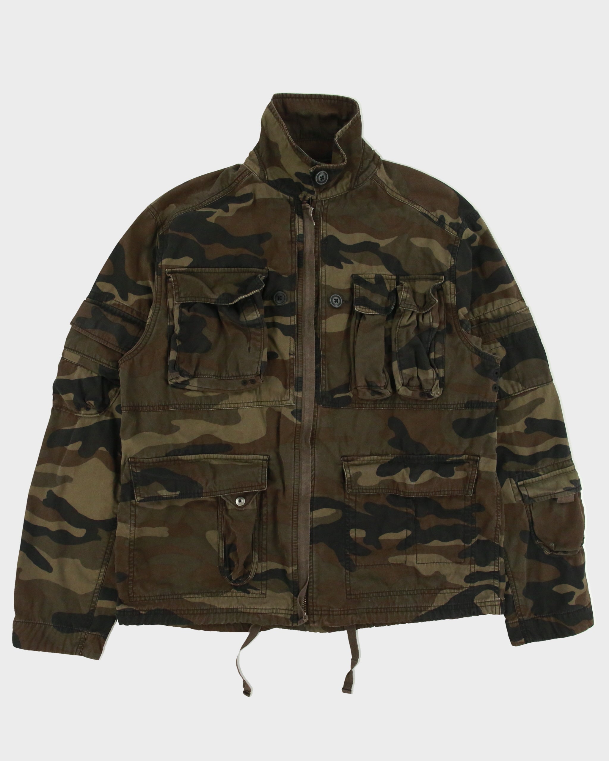 Vintage Y2K 00s GAP Woodland Camo Canvas Utility Field Jacket - L