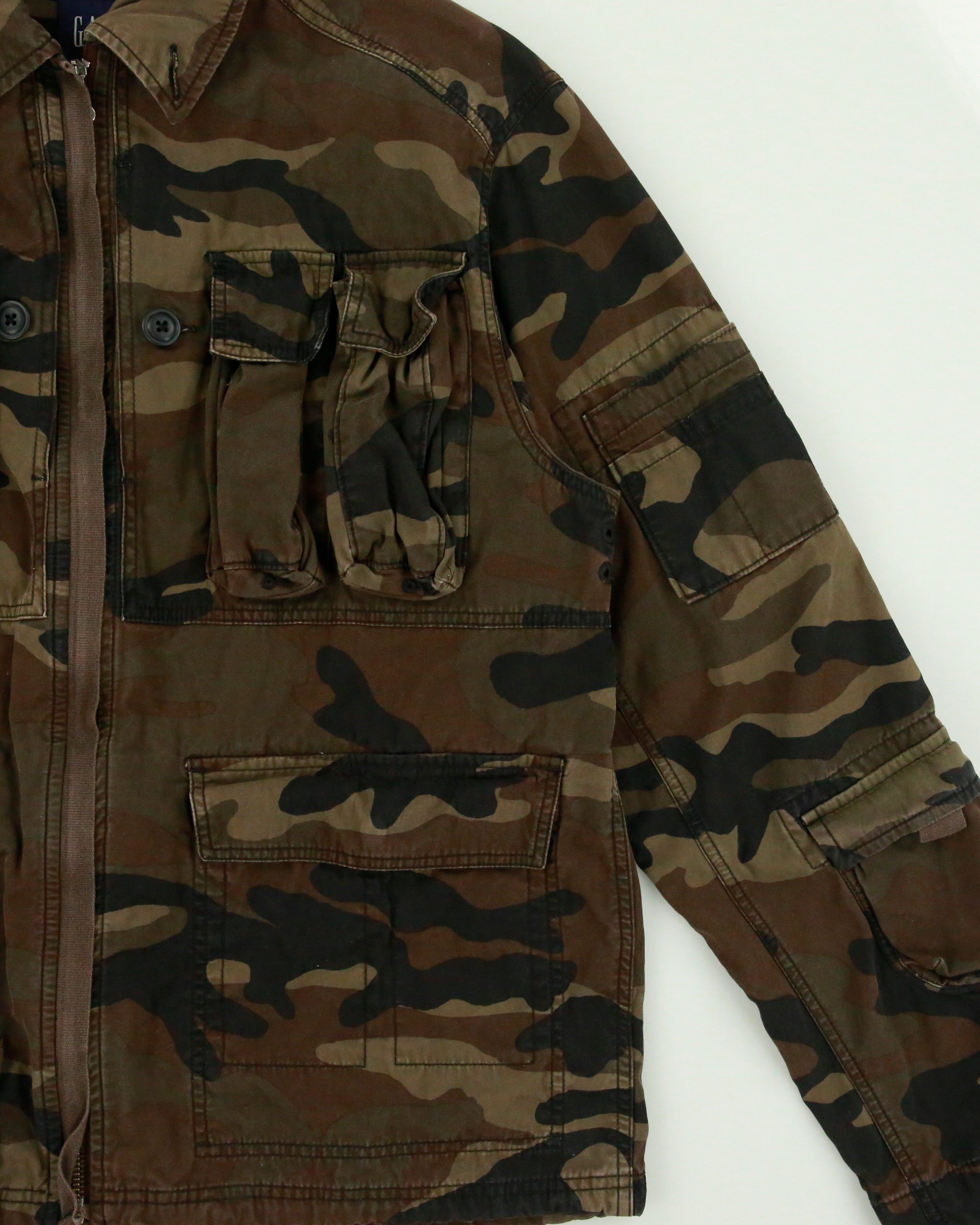 Vintage Y2K 00s GAP Woodland Camo Canvas Utility Field Jacket - L