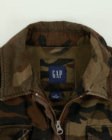 Vintage Y2K 00s GAP Woodland Camo Canvas Utility Field Jacket - L
