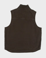 Vintage Carhartt DKB Washed Duck Canvas Sherpa Lined Loose Fit Mock Neck Gilet - L